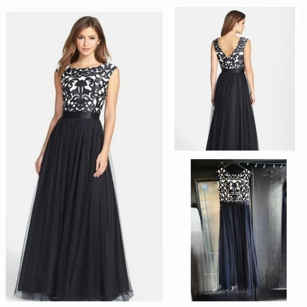 Aidan Mattox EmbroideredBodice Mesh Ballgown - Picture 1 of 2